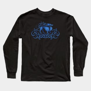 Pictish Dragon Blue Long Sleeve T-Shirt